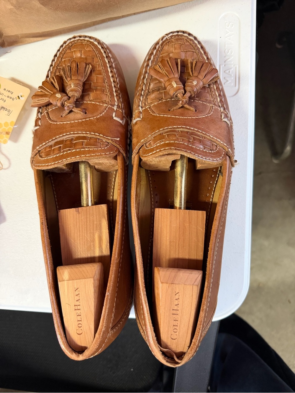 Cole Haan Cognac Brown Leather Tassel Loafers